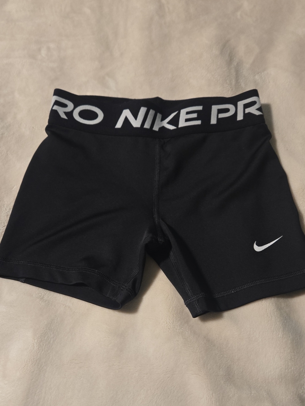 Nike Black Pro Kids Compression Shorts with White Swoosh